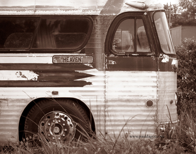 heaven bus, raleigh, sepia art photography